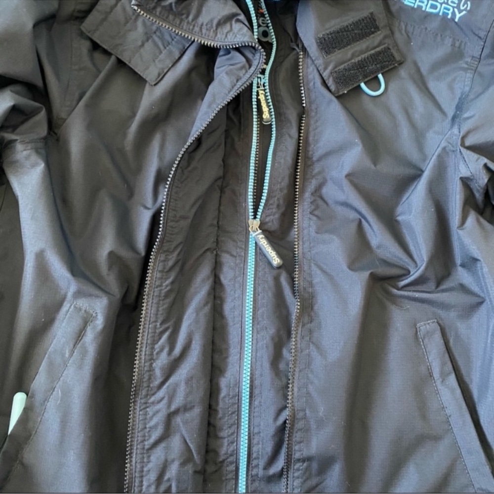 Superdry Black and Blue Ski Jacket Weather-Resistant Windcheater Size XL - Picture 6 of 12